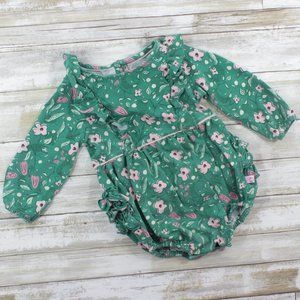 Ruffle Butts Emerald Green Floral Romper, 12-18M